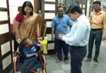 Wheelchair donation to a Cerebral Palsy Child.