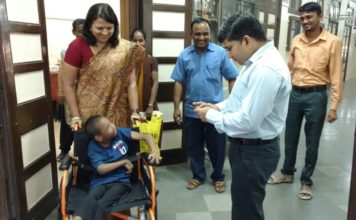Wheelchair donation to a Cerebral Palsy Child.