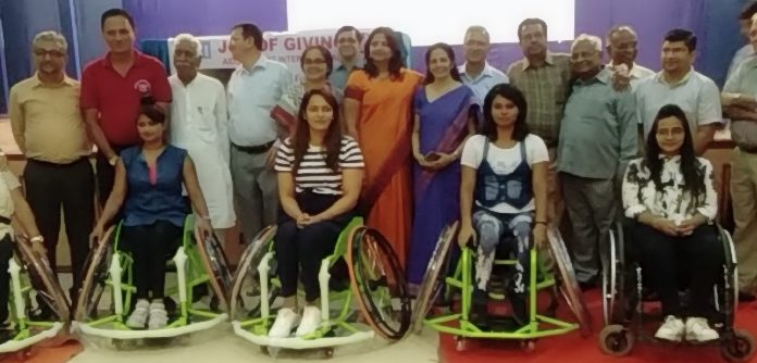 4 Sports wheelchairs to national and international basketball players at KES’ Sri T.P. Bhatia Science College were donated through donors by ACI – 20 June 2018.