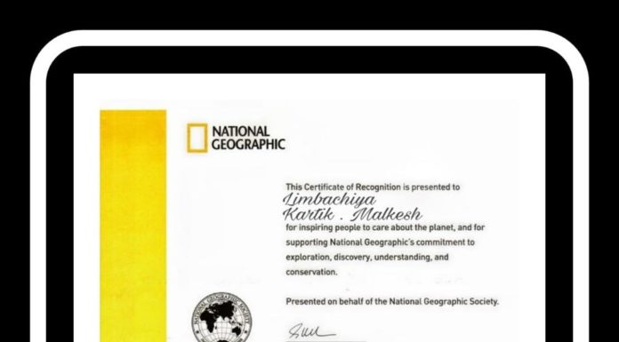 First position in the All India online Science Quiz conducted by National Geographic society